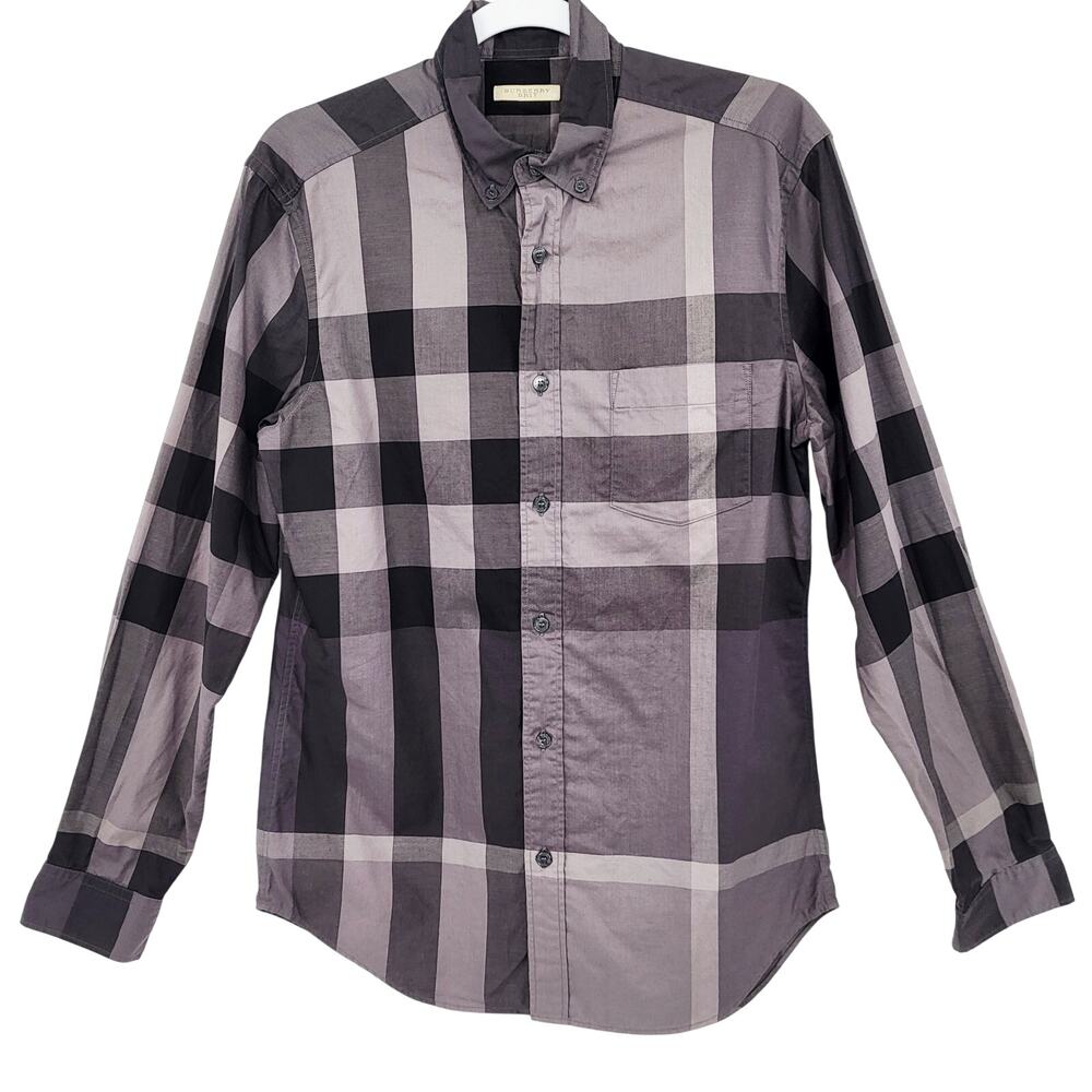 BURBERRY BRIT Grey & Black Check Long-sleeve Button-down Shirt
Men's Size M